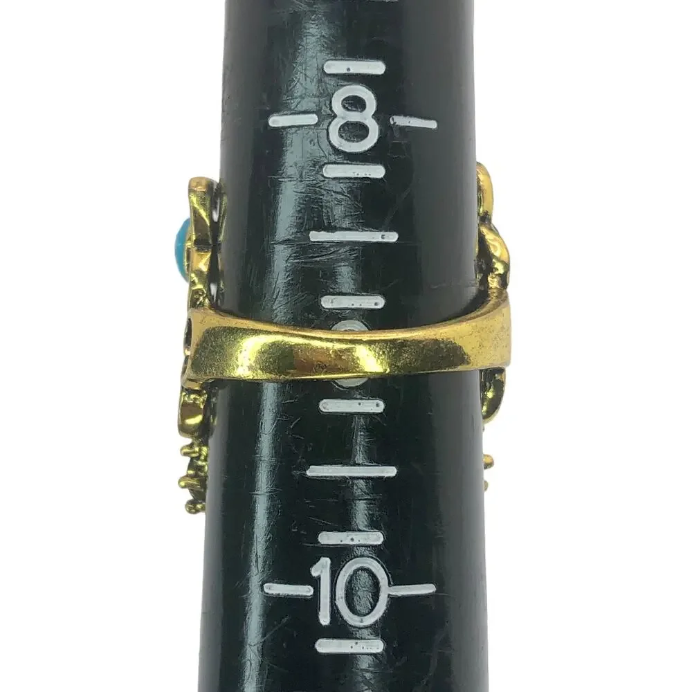 Gold and Multicolor Rhinestone Statement Ring - Size 9
